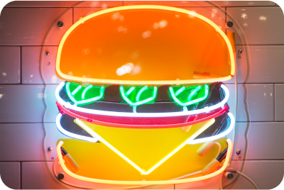 Hamburger Neon Sign in NYC